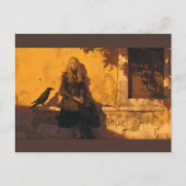 Een heks en haar raaf bekend, briefkaart (Voorkant)