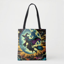 Een heks en volle maan Halloween Tote Bag