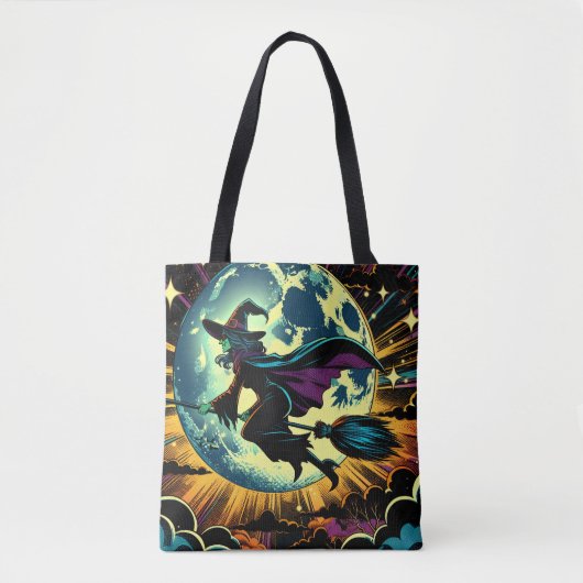 Een heks en volle maan Halloween Tote Bag (Voorkant)
