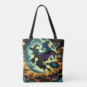 Een heks en volle maan Halloween Tote Bag (Achterkant)