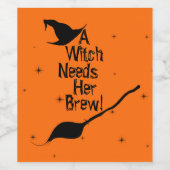"Een heks heeft haar brein nodig" Wijn Etiket (Enkel label)