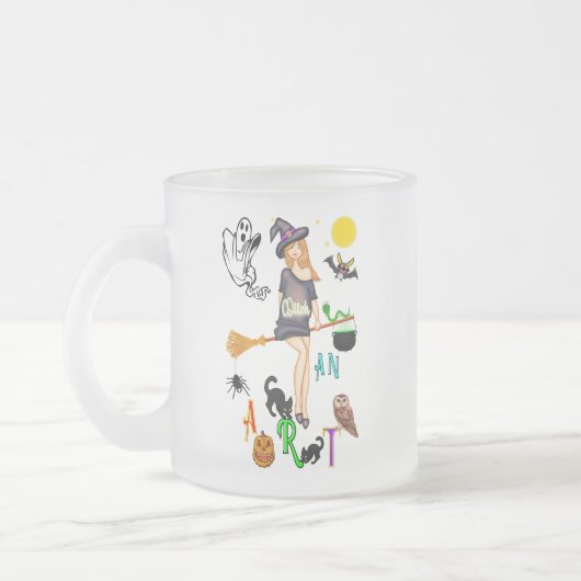 Een heks kunst matglas koffiemok (Links)