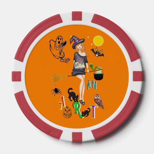 Een heks kunst poker chips (Voorkant)