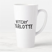 Een heks met een Oranje kat op een Broomstick Latte Mok (Rechts)