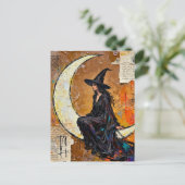 Een Heks Mixed Media Collage Briefkaart (Staand voorkant)