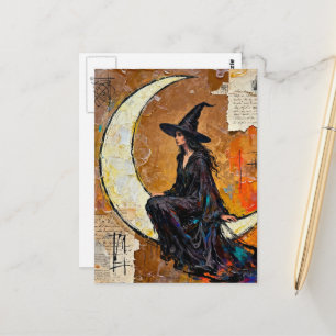Een Heks Mixed Media Collage Briefkaart