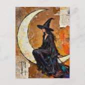 Een Heks Mixed Media Collage Briefkaart (Voorkant)