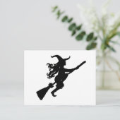 Een heks op een Broom Silhouette Briefkaart (Staand voorkant)