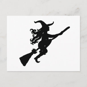 Een heks op een Broom Silhouette Briefkaart