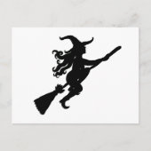 Een heks op een Broom Silhouette Briefkaart (Voorkant)