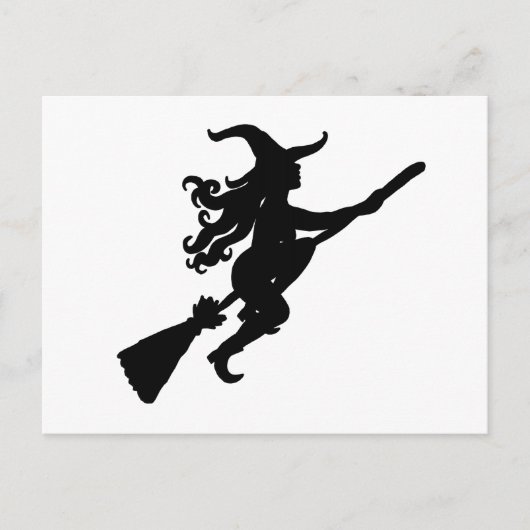 Een heks op een Broom Silhouette Briefkaart (Voorkant)