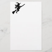 Een heks op een Broom Silhouette Briefpapier (Voorkant)