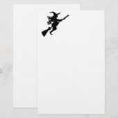 Een heks op een Broom Silhouette Briefpapier (Voorkant / Achterkant)