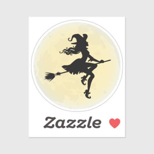 Een heks op een broom sticker (Vel)