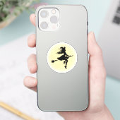 Een heks op een broom sticker (Telefoon)