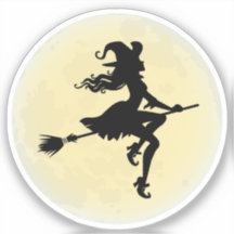 Een heks op een broom