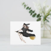 Een heks op een Broomstick Briefkaart (Staand voorkant)