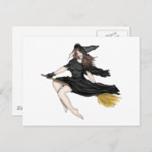 Een heks op een Broomstick Briefkaart (Voorkant / Achterkant)