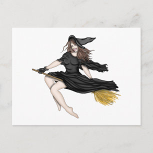 Een heks op een Broomstick Briefkaart