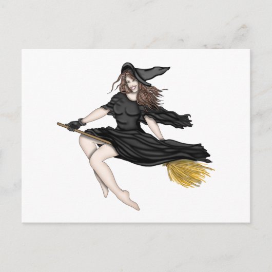 Een heks op een Broomstick Briefkaart (Voorkant)