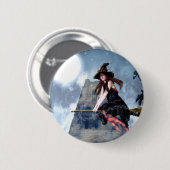 Een heks op een kamer (Button) Ronde Button 5,7 Cm (Voorkant /achterkant)