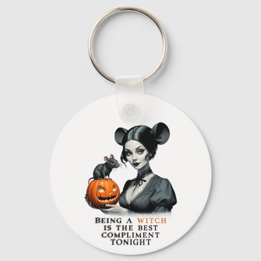 Een heks zijn is het beste compliment vanavond. sleutelhanger (Voorkant)