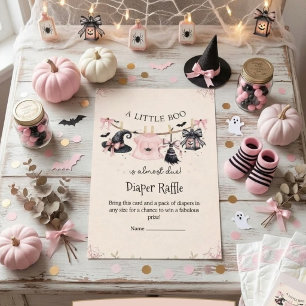 Een Heksje Hoed Roze Halloween Baby Shower Informatiekaartje