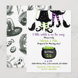 Een heksje is op komst Halloween Baby Shower Kaart