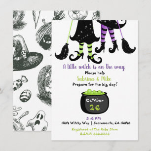 Een heksje is op komst Halloween Baby Shower Kaart
