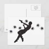 Een held uit pistool vecht silhouette briefkaart (Voorkant / Achterkant)
