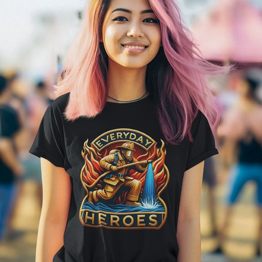 Een heldenstrijd: brandweerman temt vlammen t-shirt