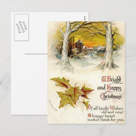 Een helder en gelukkig kerstfeest feestdagenkaart (Voorkant / Achterkant)