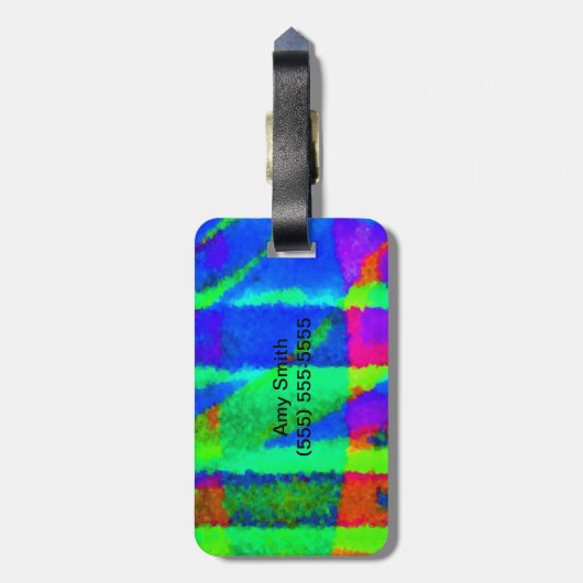 Een helder en kleurrijk Abstract Bagagelabel (Achterkant verticaal)