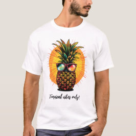 Een heldere ananas in een zonnebril t-shirt