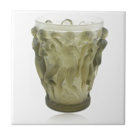 Een heldere kunstdekglazen vaas met vrouwen danser tegeltje (Voorkant)