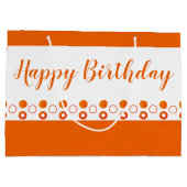 Een heldere Oranje Polka Dot Designer Verjaardag Groot Cadeauzakje (Achterkant)