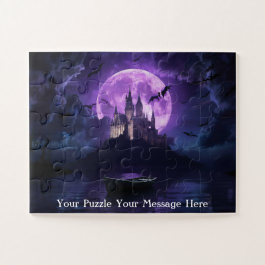 Een heldere volle maan van vleermuizen legpuzzel (Horizontaal)