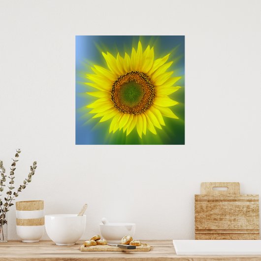 een heldere zonnebloem poster (Keuken)