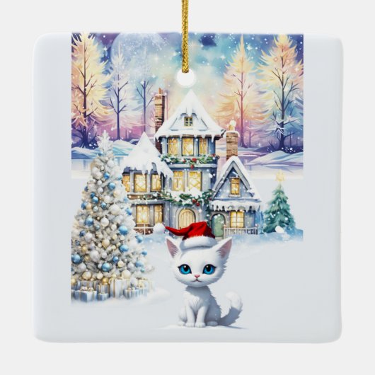 EEN HELE KIT KAT KERST KERAMISCH ORNAMENT (Achterkant)