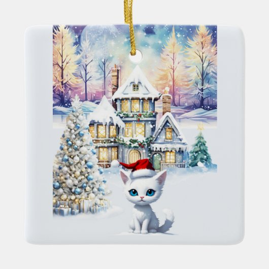 EEN HELE KIT KAT KERST KERAMISCH ORNAMENT (Voorkant)