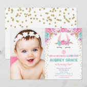 Een hele lama leuk meisje verjaardagsfeestje foto kaart (Voorkant / Achterkant)