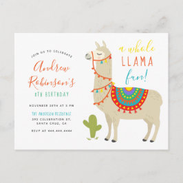 Een hele Lama Plezierige Dieren Verjaardagsfeest U Uitnodiging Briefkaart