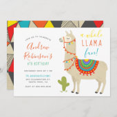 Een hele Llama Leuk Dier Verjaardagsfeestje Uitnod Kaart (Voorkant / Achterkant)