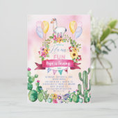 Een hele Llama leuke verjaardagsfeestje uitnodigin Kaart (Staand voorkant)