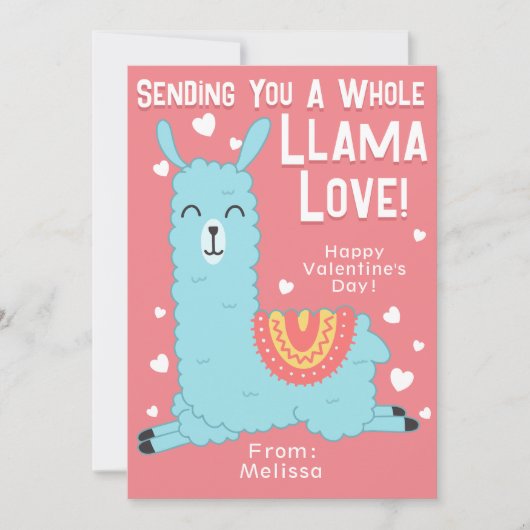 Een hele Llama Love Classroom Valentijnsdag Kaart (Voorkant)