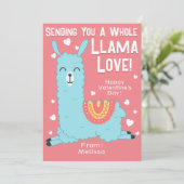 Een hele Llama Love Classroom Valentijnsdag Kaart (Staand voorkant)