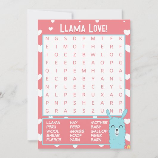 Een hele Llama Love Classroom Valentijnsdag Kaart (Achterkant)