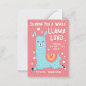 Een hele Llama Love Classroom Valentijnsdag Note Notitiekaartje (Voorkant)