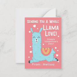 Een hele Llama Love Classroom Valentijnsdag Note Notitiekaartje
