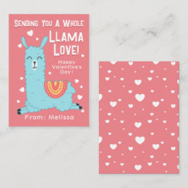 Een hele Llama Love Classroom Valentijnsdag Note Notitiekaartje